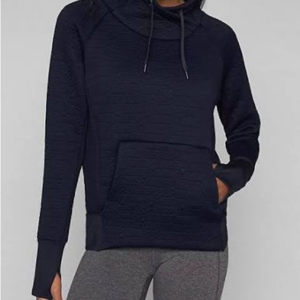 Athleta Jacquard Quilted Elevation Pullover Sweatshirt Black Size Medium